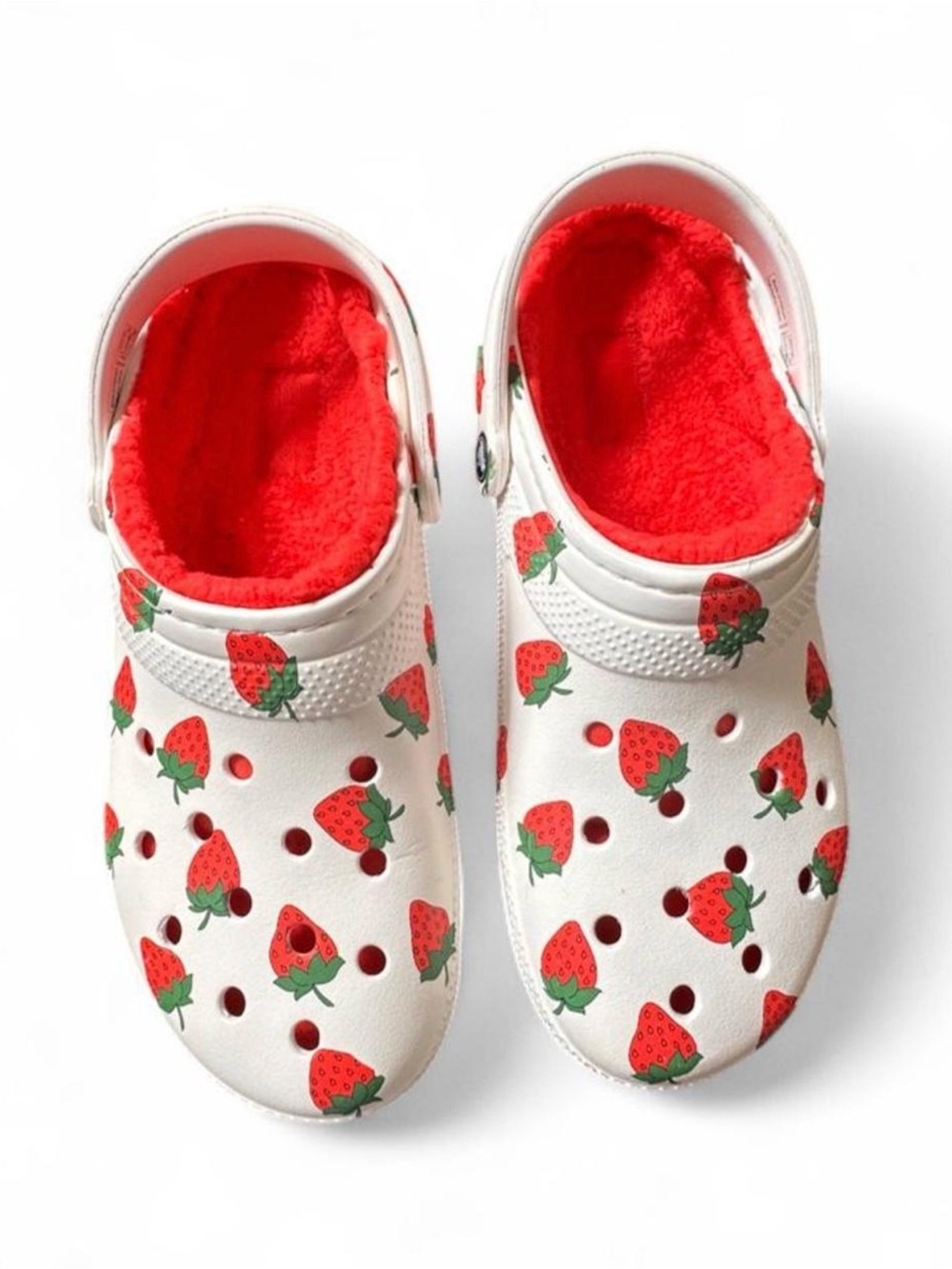 Crocs Classic Lined Vacay Vibes Strawberry Clogs White Red size 11 Women’s - Picture 2 of 8